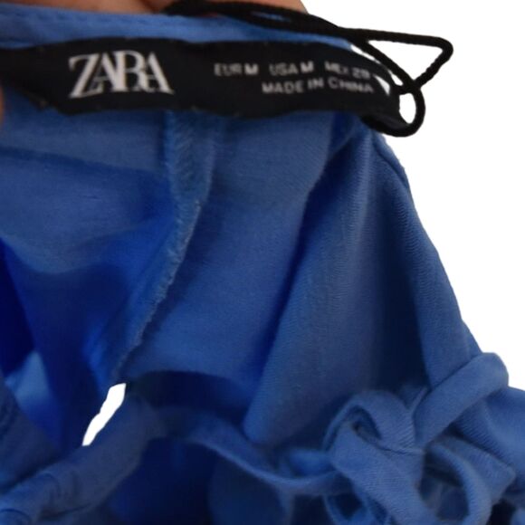 Zara Women’s Periwinkle Linen Cotton Romper Size M Sleeveless One Piece Jumpsuit - Picture 7 of 7